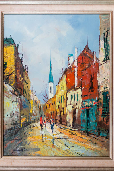 Vibrant Vintage City Spire, Framed and Signed