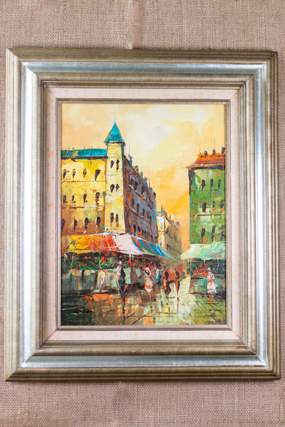 Vibrant Vintage City Market, Framed and Signed