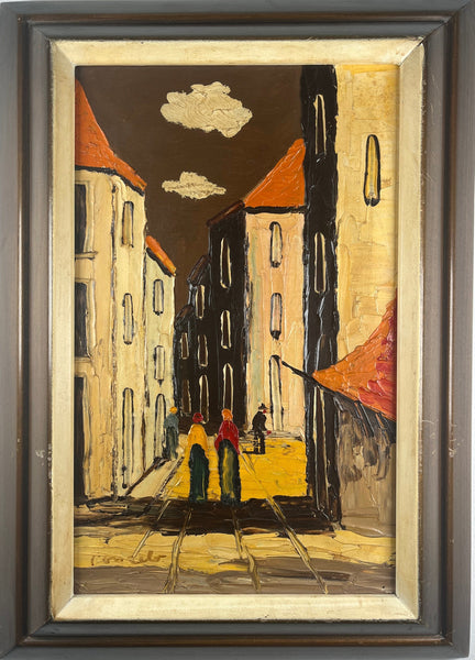 Vintage Sunny Cityscape, Framed and Signed