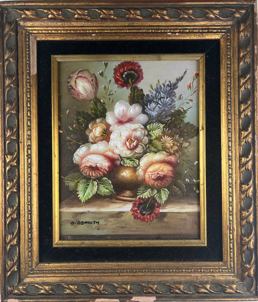 Vintage Flower Bouquet Oil Painting, Framed and Signed by O. Demuth