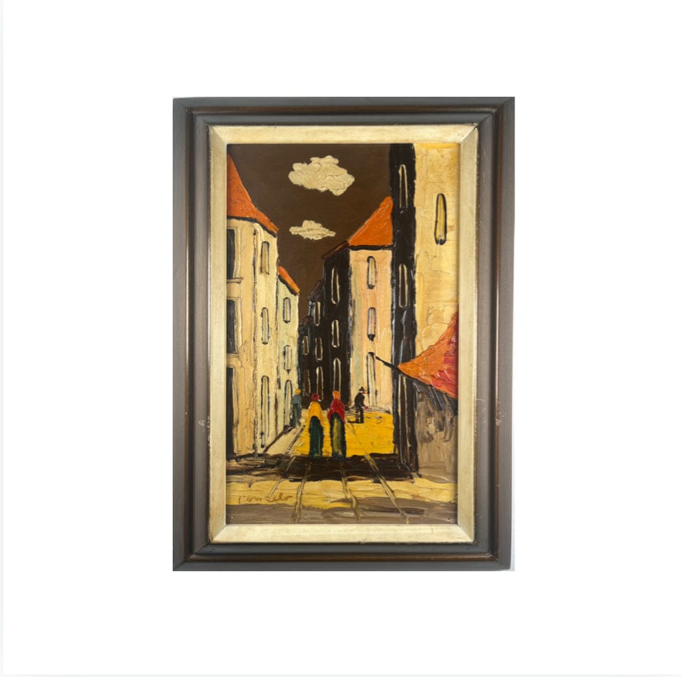 Vintage Sunny Cityscape, Framed and Signed