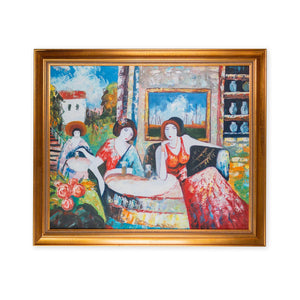 Ladies Vintage Oil Painting Recreation by RABWS Impressionist; Framed and Signed