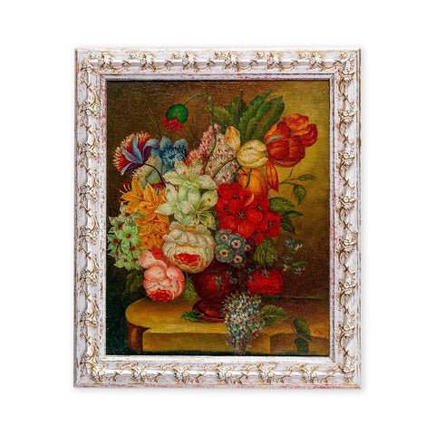 Vintage Flowers Still Life Oil Painting; Framed and Signed