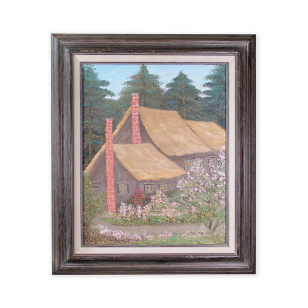 Vintage Landscape of Cabin in Oil by Idell Ellingwood; Framed and Signed