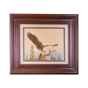 Vintage Bald Eagle Oil Painting by R. Smith; Framed and signed