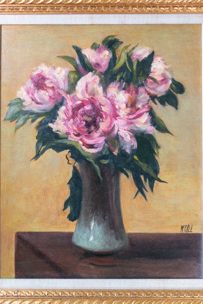 Pink Peonies Still Life Oil Painting by Christopher McCall; Framed Reproduction