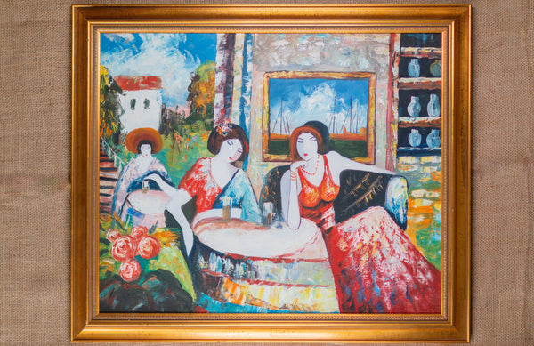 Ladies Vintage Oil Painting Recreation by RABWS Impressionist; Framed and Signed