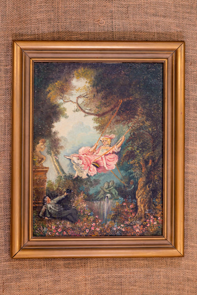 The Swing Vintage Reproduction Oil Painting by Esther Oeftering; Framed and Signed